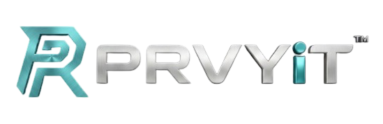 The logo for PRVYiT, featuring a stylized teal and silver 'P' followed by the word 'PRVYiT' in metallic silver letters with a teal 'i', on a plain white background.
