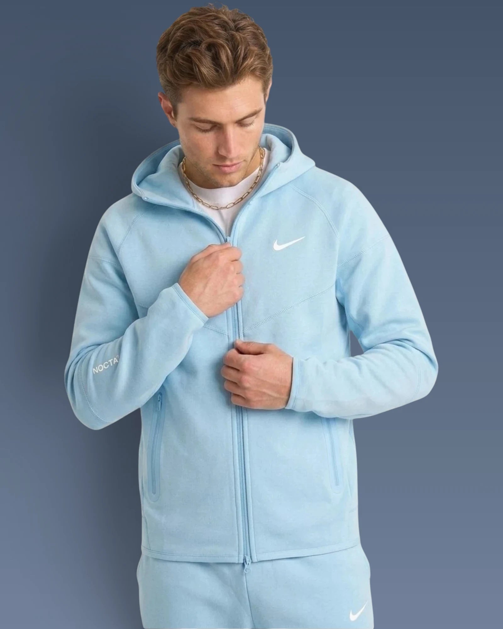 NOCTA Tech Fleece baby blue hoodie and jogger